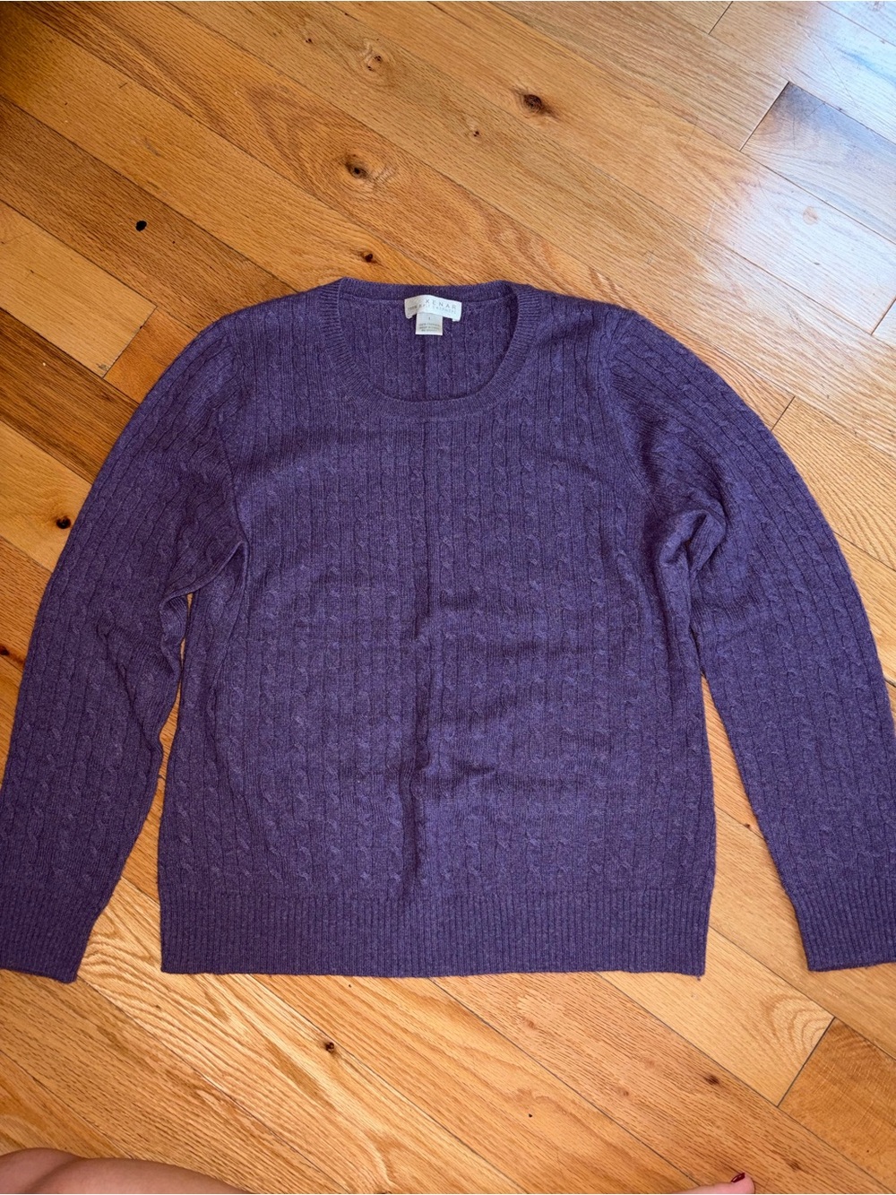 Kenar Purple Cable Knit Crewneck Sweater